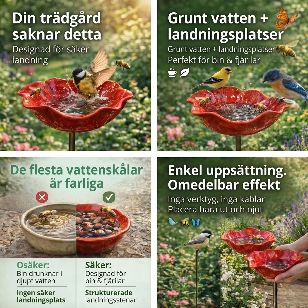 AviFlora™ – Botanisk Vattenstation för Fåglar, Bin & Fjärilar