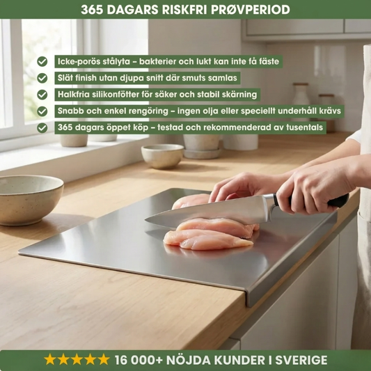 Nordstål – Hygienisk Skärbräda i Rostfritt Stål