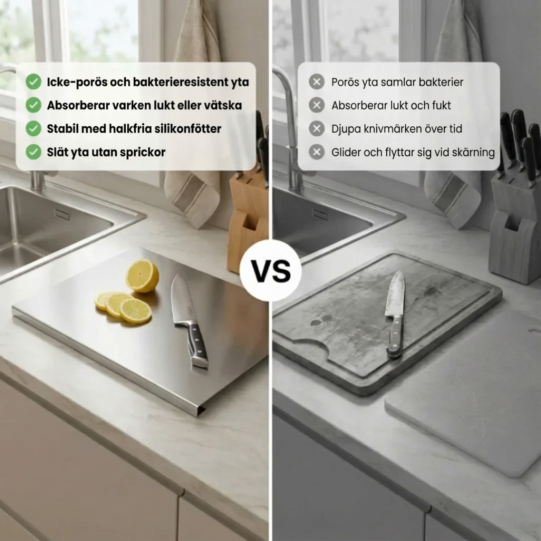 Nordstål – Hygienisk Skärbräda i Rostfritt Stål