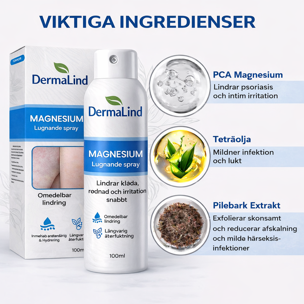 DermaLind™ – Magnesium hudreparerande spray för känslig och irriterad hud