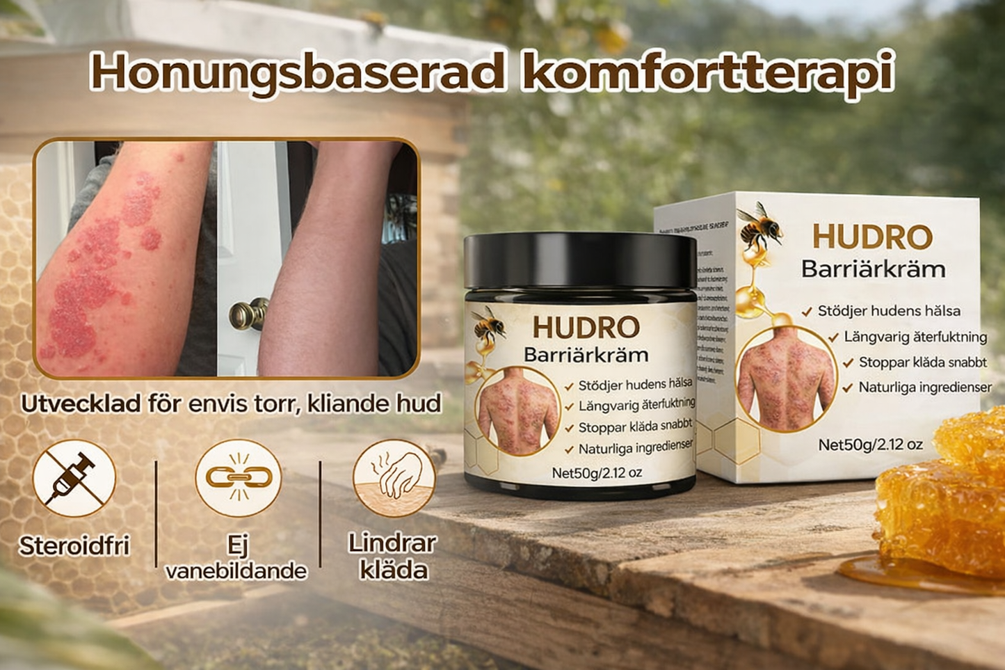 HudRo™ – Återuppbyggande Hudbarriärkräm för Torr och Känslig Hud