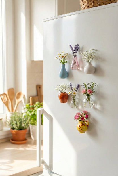 Minivasmagnet™ – Dekorativa Keramikmagneter för Hemmet (Set med 8)