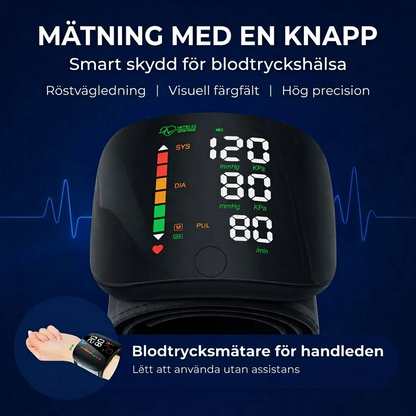 KlarPuls™ | Säker kontroll över ditt blodtryck – blodtrycksmätare för handleden
