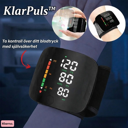 KlarPuls™ | Säker kontroll över ditt blodtryck – blodtrycksmätare för handleden